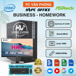 PC Văn Phòng Intel Core i3-13100 | RAM 16GB | SSD 256GB | Màn Hình HKC 24.5 inch | Hồng Vượng PC